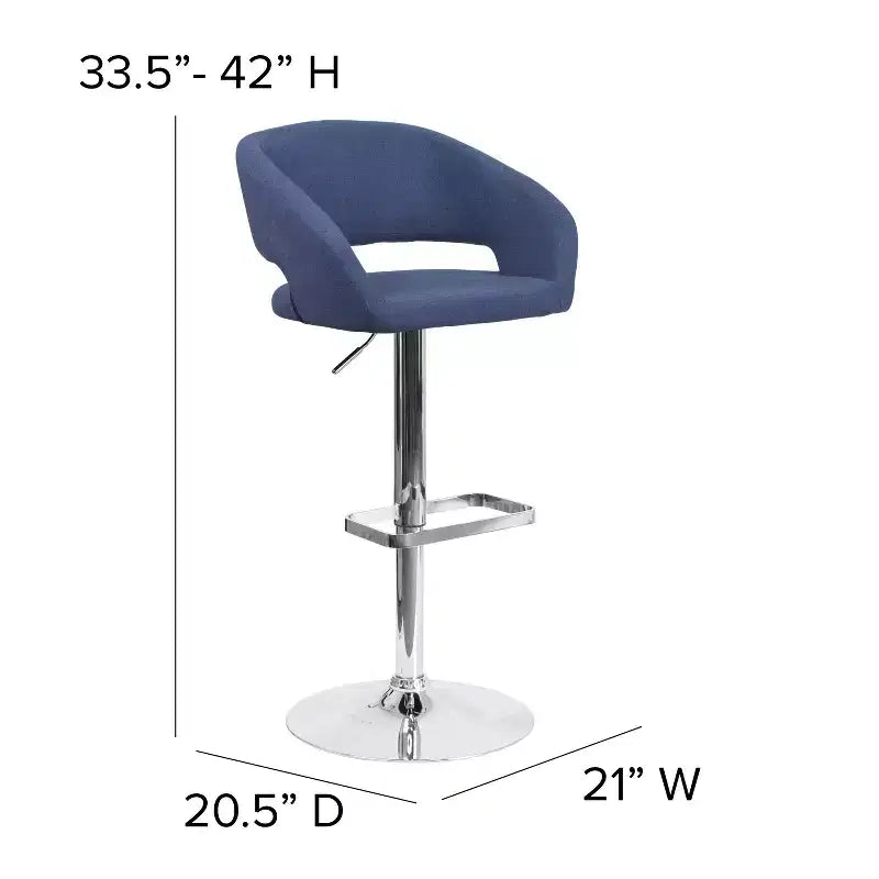 Merrick Lane Tabouret de bar moderne à dossier mi-hauteur arrondi avec siège pivotant réglable en hauteur