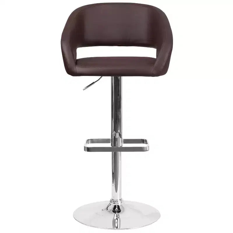 Merrick Lane Tabouret de bar moderne à dossier mi-hauteur arrondi avec siège pivotant réglable en hauteur