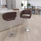 Merrick Lane Tabouret de bar moderne à dossier mi-hauteur arrondi avec siège pivotant réglable en hauteur
