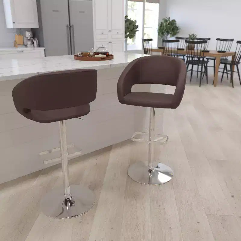 Merrick Lane Tabouret de bar moderne à dossier mi-hauteur arrondi avec siège pivotant réglable en hauteur
