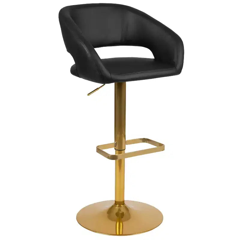 Merrick Lane Tabouret de bar moderne à dossier mi-hauteur arrondi avec siège pivotant réglable en hauteur