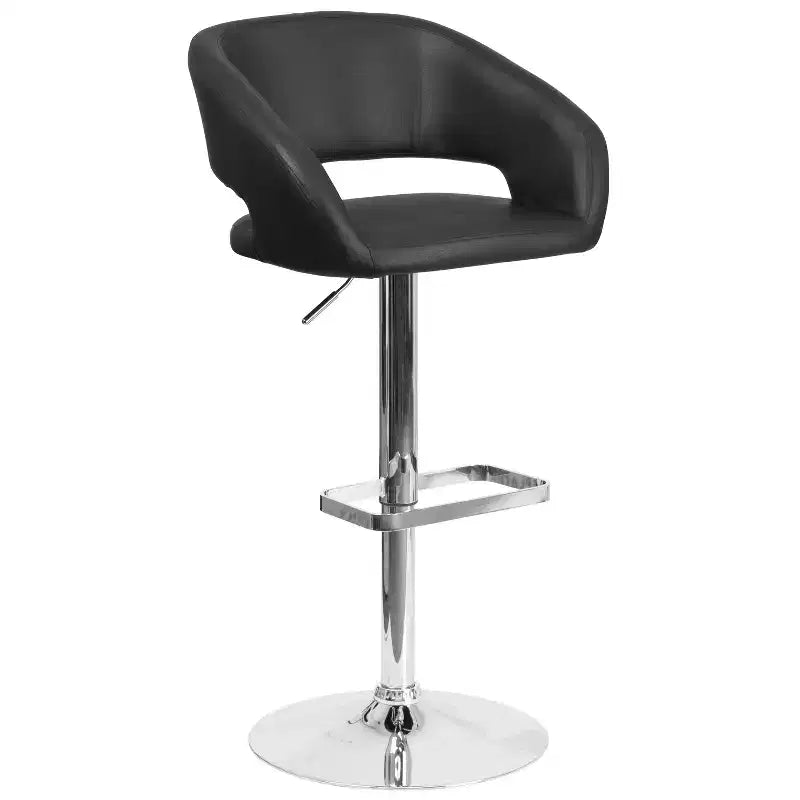 Merrick Lane Tabouret de bar moderne à dossier mi-hauteur arrondi avec siège pivotant réglable en hauteur