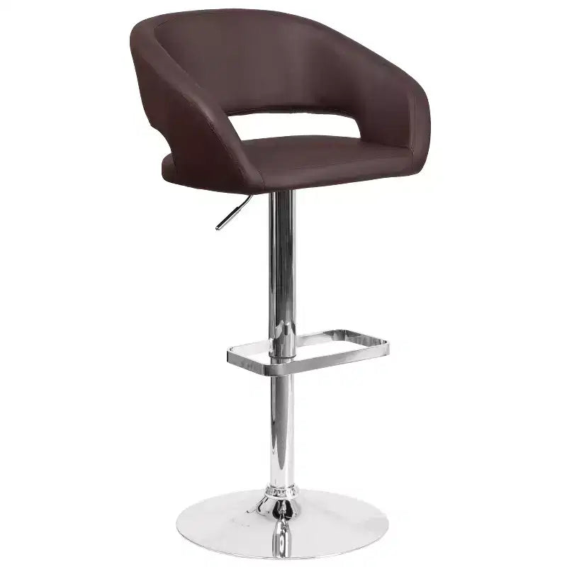Merrick Lane Tabouret de bar moderne à dossier mi-hauteur arrondi avec siège pivotant réglable en hauteur