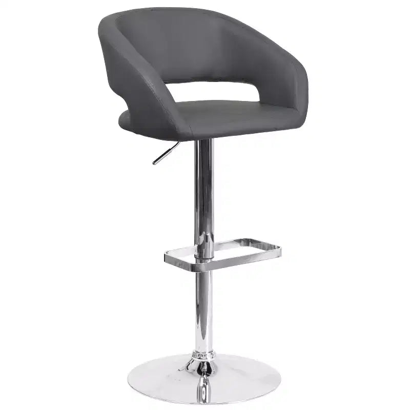 Merrick Lane Tabouret de bar moderne à dossier mi-hauteur arrondi avec siège pivotant réglable en hauteur