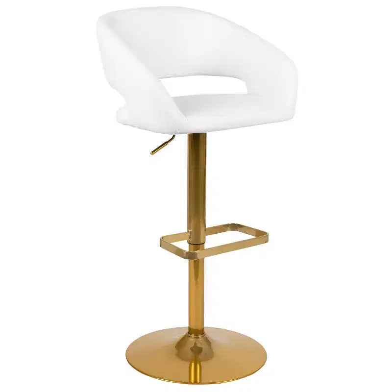 Merrick Lane Tabouret de bar moderne à dossier mi-hauteur arrondi avec siège pivotant réglable en hauteur