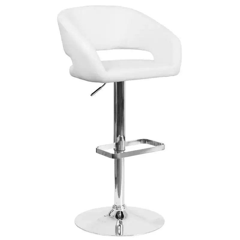 Merrick Lane Tabouret de bar moderne à dossier mi-hauteur arrondi avec siège pivotant réglable en hauteur