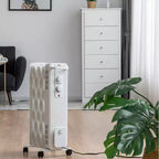 Radiateur à bain d'huile Costway 1500W, chauffage d'appoint portable avec thermostat réglable, blanc/noir