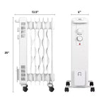 Radiateur à bain d'huile Costway 1500W, chauffage d'appoint portable avec thermostat réglable, blanc/noir