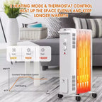 Radiateur à bain d'huile Costway 1500W, chauffage d'appoint portable avec thermostat réglable, blanc/noir