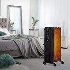 Radiateur à bain d'huile Costway 1500W, chauffage d'appoint portable avec thermostat réglable, blanc/noir