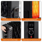 Radiateur à bain d'huile Costway 1500W, chauffage d'appoint portable avec thermostat réglable, blanc/noir