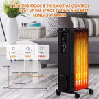 Radiateur à bain d'huile Costway 1500W, chauffage d'appoint portable avec thermostat réglable, blanc/noir