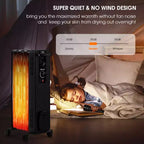Radiateur à bain d'huile Costway 1500W, chauffage d'appoint portable avec thermostat réglable, blanc/noir