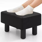 Costway Ottoman en cuir synthétique, repose-pieds rectangulaire, petit tabouret avec siège rembourré blanc/noir/rouge