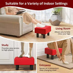 Costway Ottoman en cuir synthétique, repose-pieds rectangulaire, petit tabouret avec siège rembourré blanc/noir/rouge