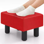 Costway Ottoman en cuir synthétique, repose-pieds rectangulaire, petit tabouret avec siège rembourré blanc/noir/rouge