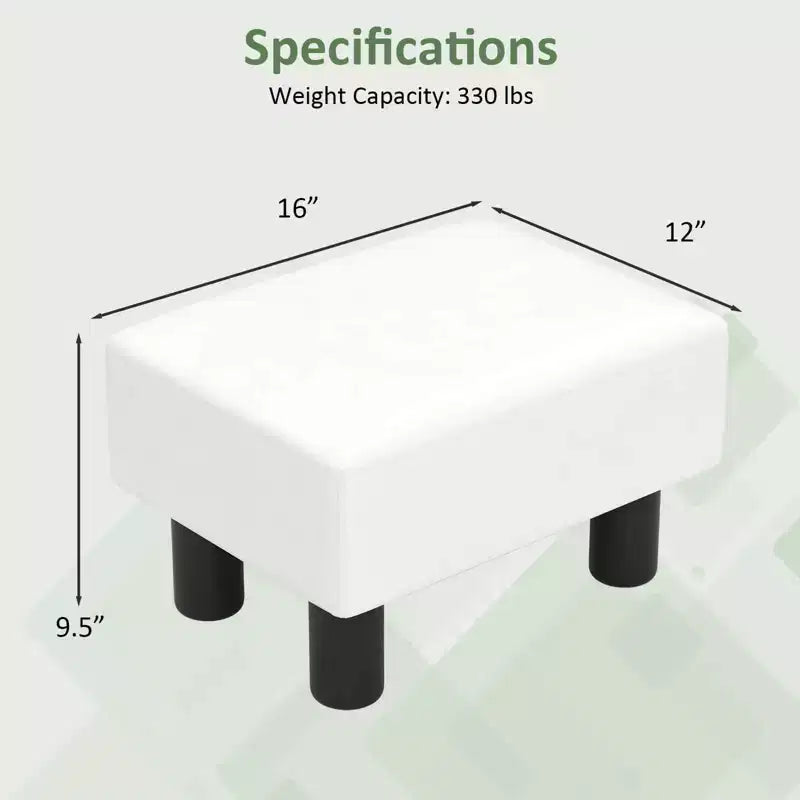 Costway Ottoman en cuir synthétique, repose-pieds rectangulaire, petit tabouret avec siège rembourré blanc/noir/rouge