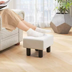 Costway Ottoman en cuir synthétique, repose-pieds rectangulaire, petit tabouret avec siège rembourré blanc/noir/rouge