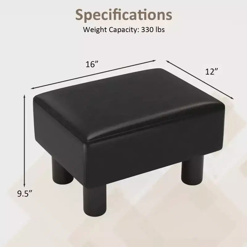 Costway Ottoman en cuir synthétique, repose-pieds rectangulaire, petit tabouret avec siège rembourré blanc/noir/rouge