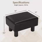 Costway Ottoman en cuir synthétique, repose-pieds rectangulaire, petit tabouret avec siège rembourré blanc/noir/rouge