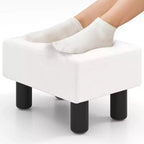 Costway Ottoman en cuir synthétique, repose-pieds rectangulaire, petit tabouret avec siège rembourré blanc/noir/rouge