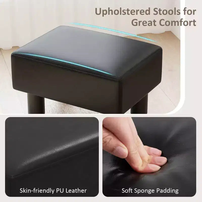 Costway Ottoman en cuir synthétique, repose-pieds rectangulaire, petit tabouret avec siège rembourré blanc/noir/rouge