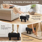 Costway Ottoman en cuir synthétique, repose-pieds rectangulaire, petit tabouret avec siège rembourré blanc/noir/rouge