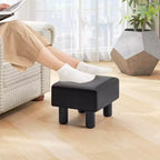 Costway Ottoman en cuir synthétique, repose-pieds rectangulaire, petit tabouret avec siège rembourré blanc/noir/rouge