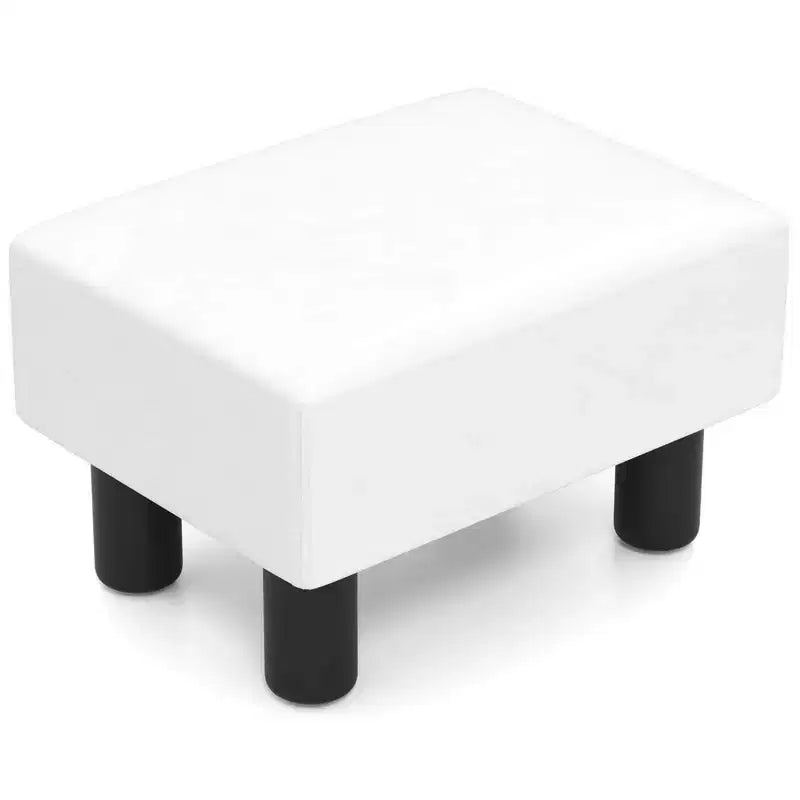 Costway Ottoman en cuir synthétique, repose-pieds rectangulaire, petit tabouret avec siège rembourré blanc/noir/rouge