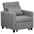 HOMCOM Convertible Sofa Lounger Chair Bed Multi-Functional Sleeper Recliner with Tufted Upholstered Fabric, Adjustable Angle Backrest, Pillow, Gray