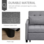 HOMCOM Canapé convertible, lit de repos, fauteuil multifonctionnel avec tissu capitonné, dossier inclinable, oreiller, gris