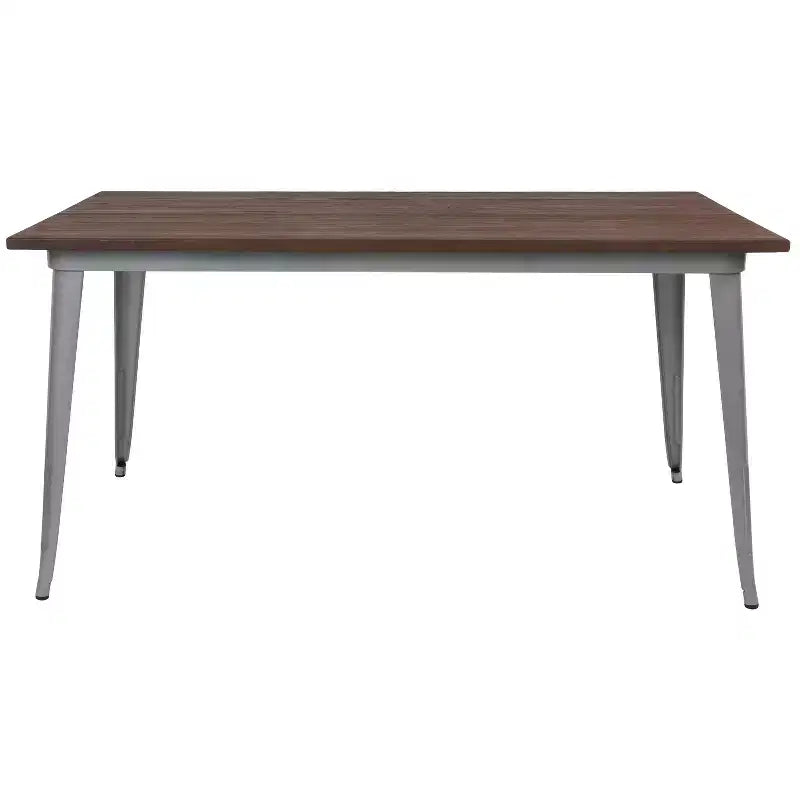 Merrick Lane Table carrée à cadre en acier rectangulaire avec plateau en bois