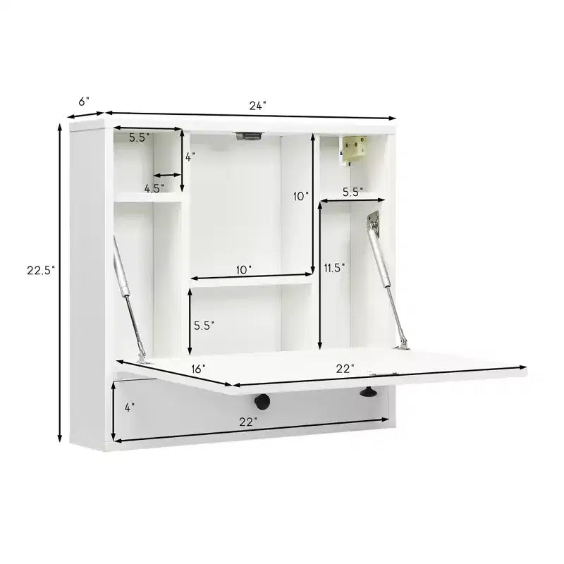 Bureau flottant mural pliable Costway, gain de place, poste de travail pour ordinateur portable