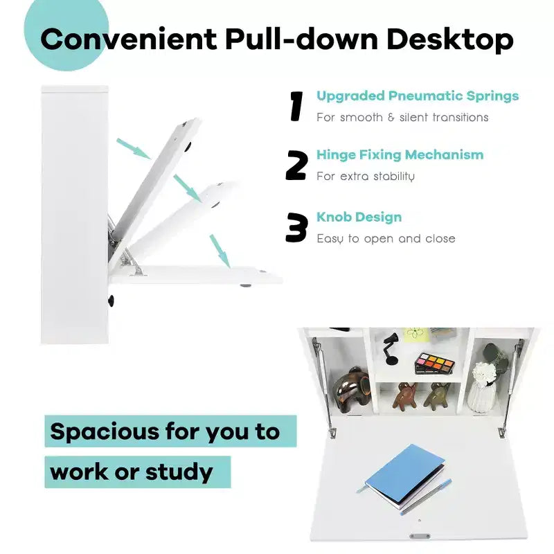 Bureau flottant mural pliable Costway, gain de place, poste de travail pour ordinateur portable