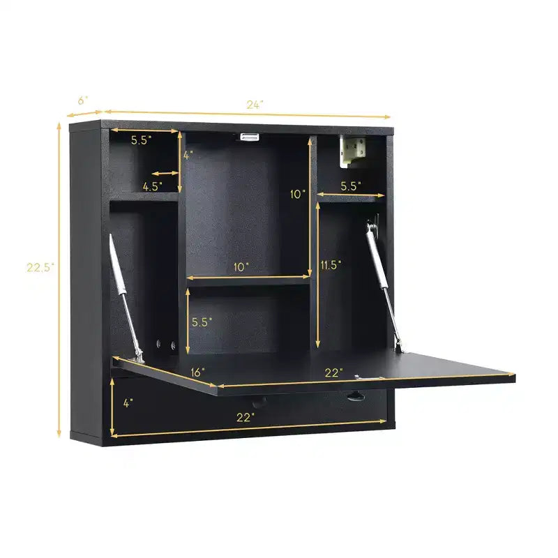 Bureau flottant mural pliable Costway, gain de place, poste de travail pour ordinateur portable