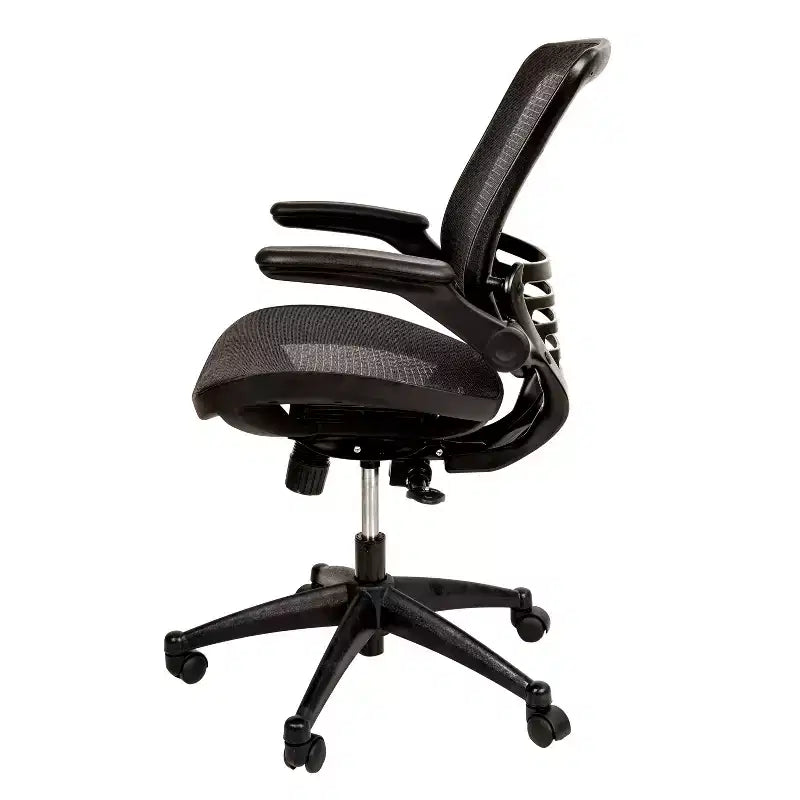Chaise de bureau pivotante de direction Flash Furniture à dossier mi-hauteur en maille transparente avec accoudoirs relevables