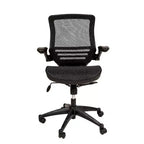 Chaise de bureau pivotante de direction Flash Furniture à dossier mi-hauteur en maille transparente avec accoudoirs relevables