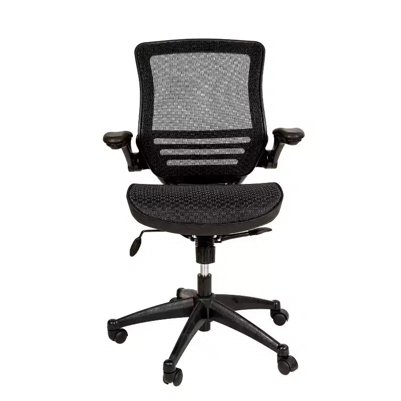 Chaise de bureau pivotante de direction Flash Furniture à dossier mi-hauteur en maille transparente avec accoudoirs relevables