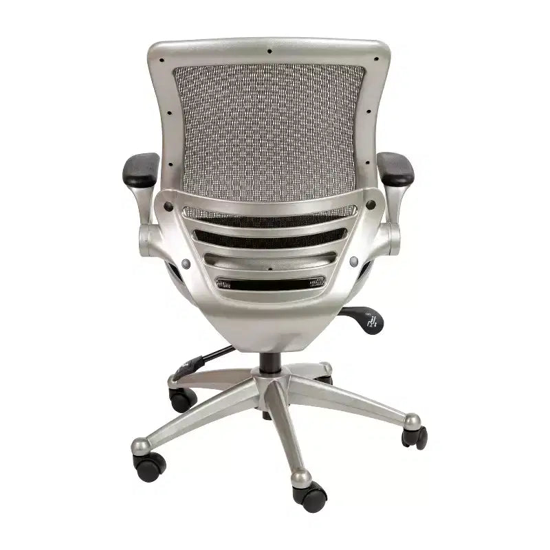 Chaise de bureau pivotante de direction Flash Furniture à dossier mi-hauteur en maille transparente avec accoudoirs relevables