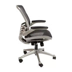 Chaise de bureau pivotante de direction Flash Furniture à dossier mi-hauteur en maille transparente avec accoudoirs relevables