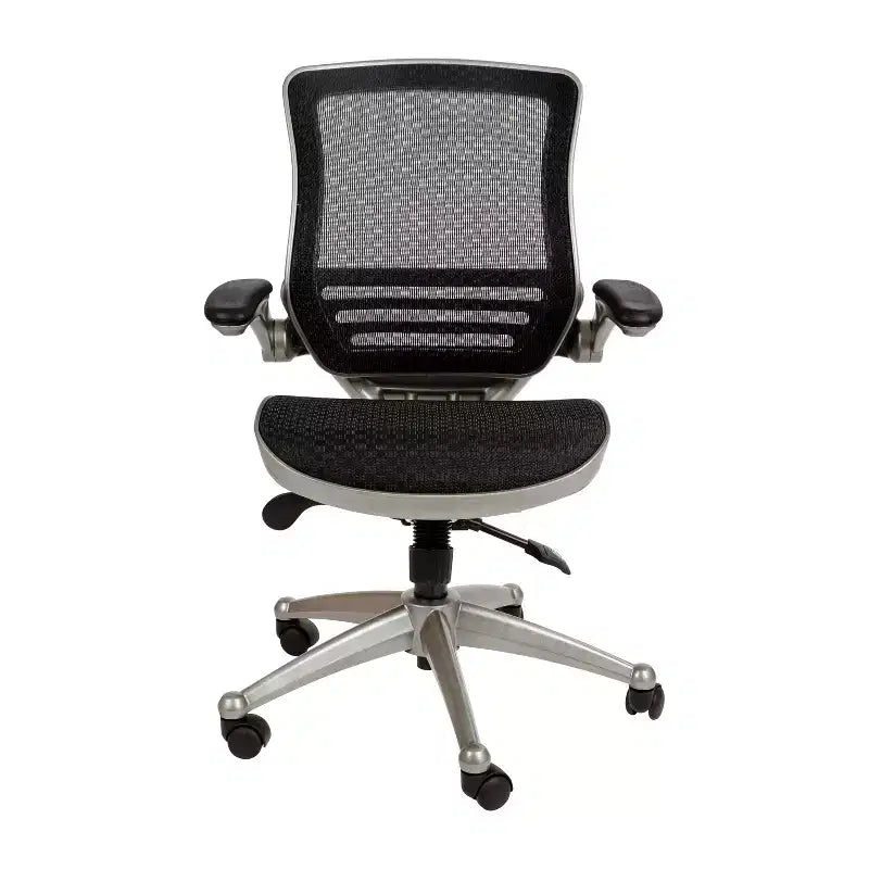Chaise de bureau pivotante de direction Flash Furniture à dossier mi-hauteur en maille transparente avec accoudoirs relevables