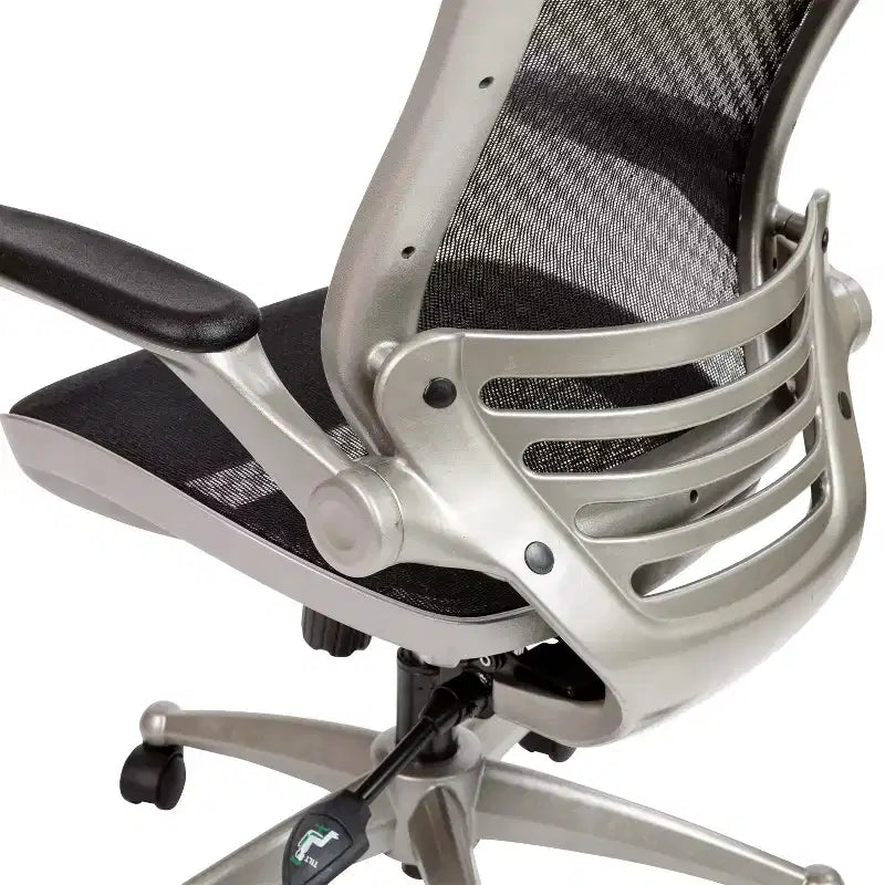 Chaise de bureau pivotante de direction Flash Furniture à dossier mi-hauteur en maille transparente avec accoudoirs relevables