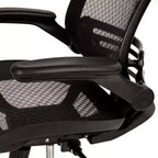 Chaise de bureau pivotante de direction Flash Furniture à dossier mi-hauteur en maille transparente avec accoudoirs relevables