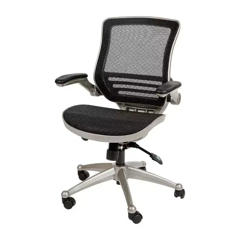 Chaise de bureau pivotante de direction Flash Furniture à dossier mi-hauteur en maille transparente avec accoudoirs relevables