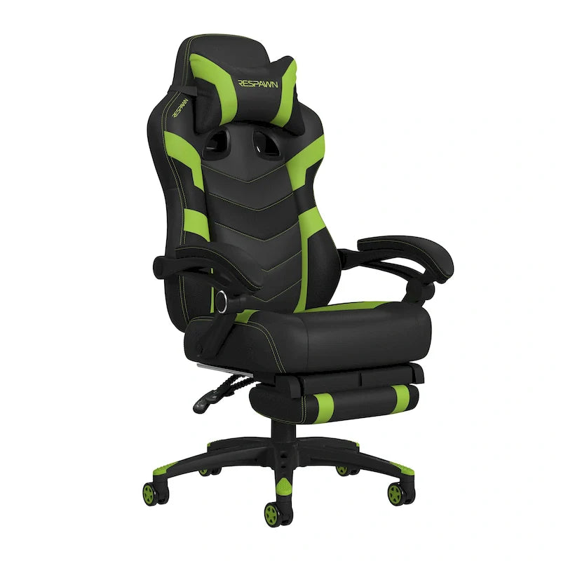 Chaise de jeu RESPAWN 110 Pro - Chaise de jeu avec repose-pieds, chaise de bureau ergonomique