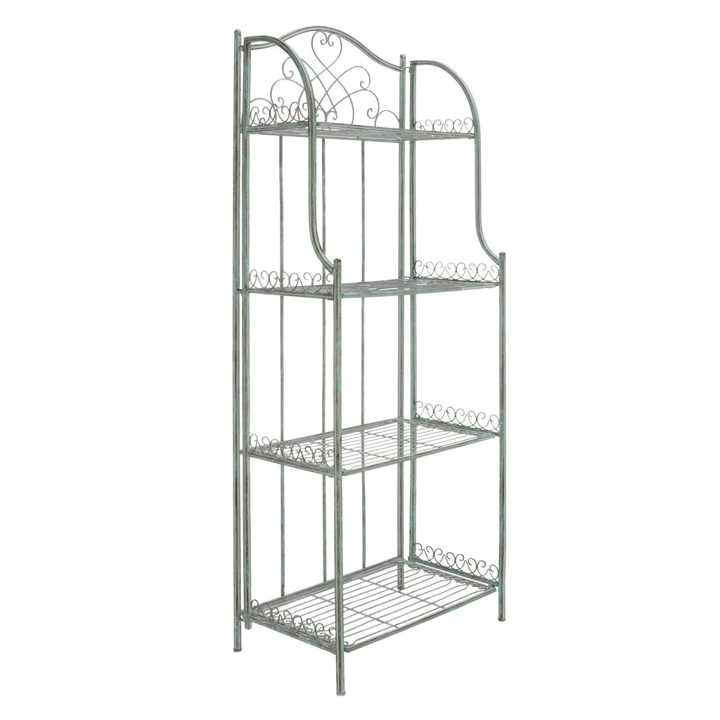 SAFAVIEH Bryn Étagère de boulanger d'extérieur victorienne en fer forgé à 4 niveaux - 63,5 cm l x 38,1 cm P x 160 cm H - 25L x 15P x 63H