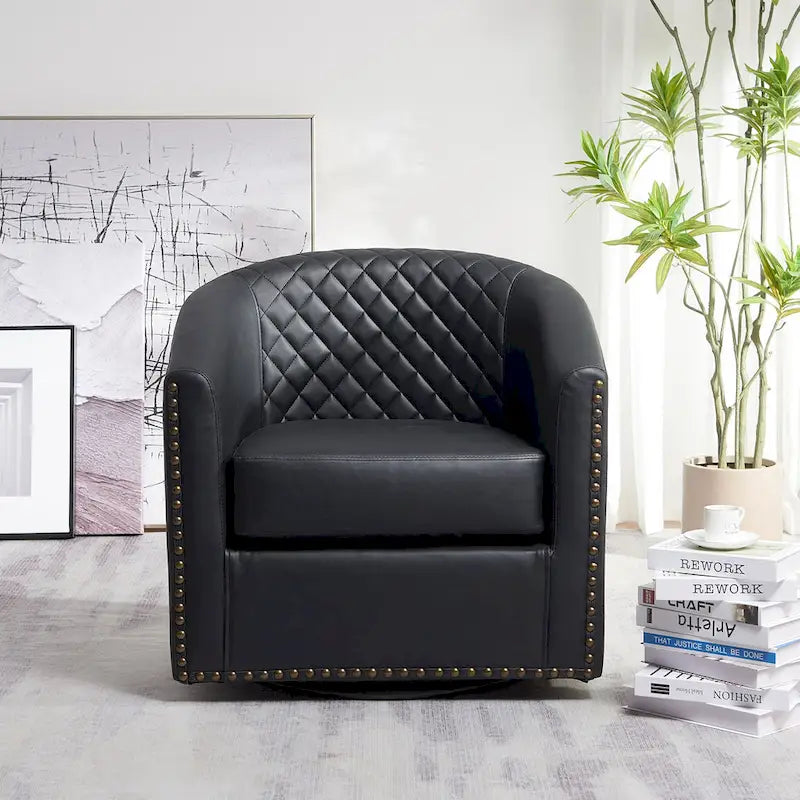 Fauteuil à barillet pivotant en cuir PU touffeté KINWELL 29