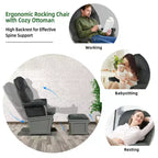 Costway Ensemble Planeur en Bois et Repose-Pieds avec Coussins Fauteuil à Bascule pour Chambre de Bébé