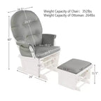 Costway Ensemble Planeur en Bois et Repose-Pieds avec Coussins Fauteuil à Bascule pour Chambre de Bébé