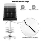 Costway Tabouret de bar pivotant réglable Hauteur comptoir Siège en similicuir avec dossier Noir